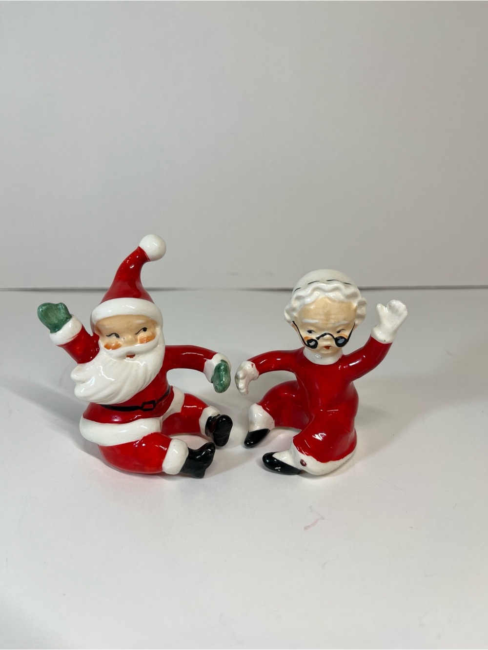 Vtg Lefton Japan Enterprise Exclusive Santa & Mrs Clause Candle Huggers Kitschy